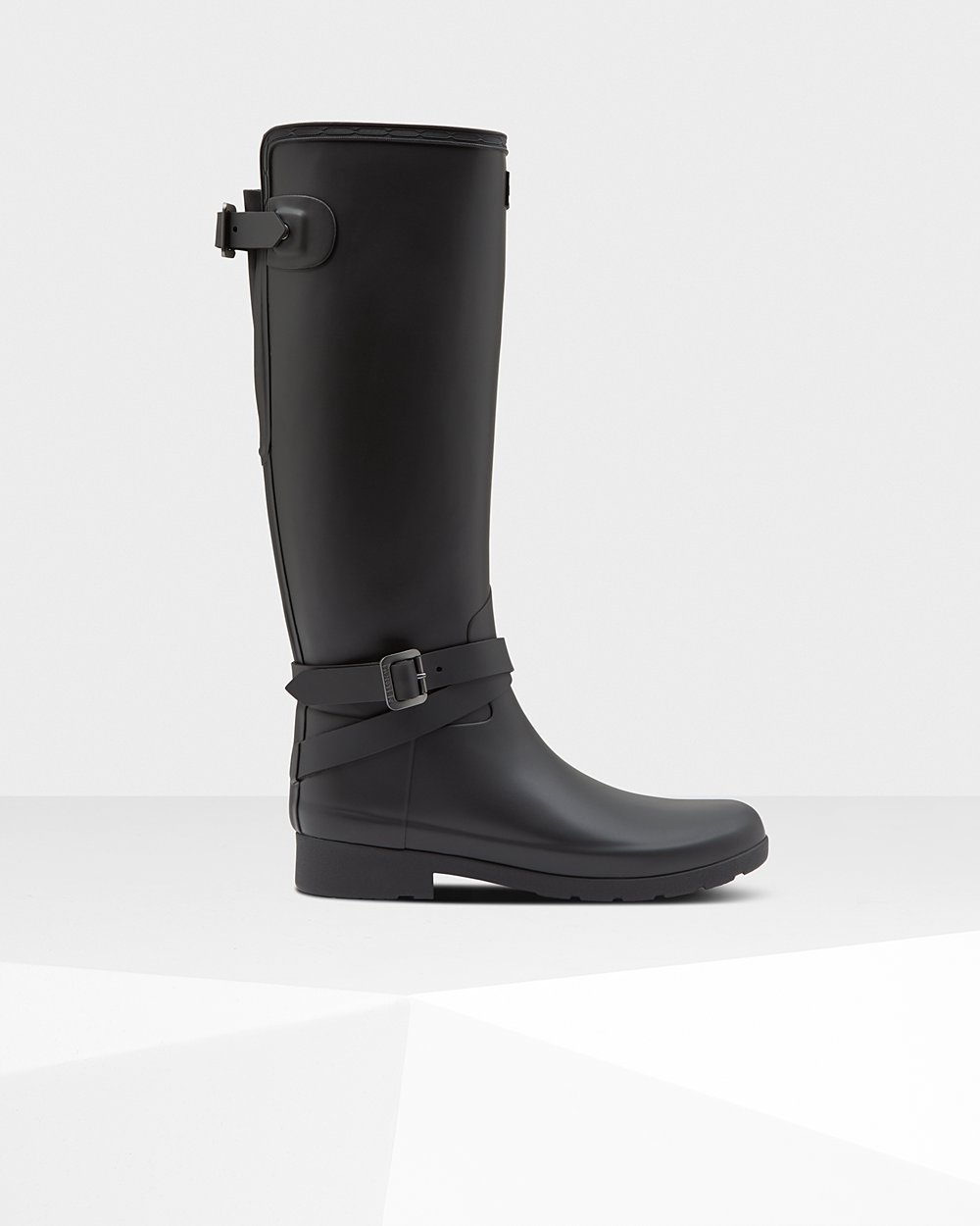 Women Hunter Refined Slim Fit Adjustable | Tall Rain Boots Black | NZ-42618-KZPA